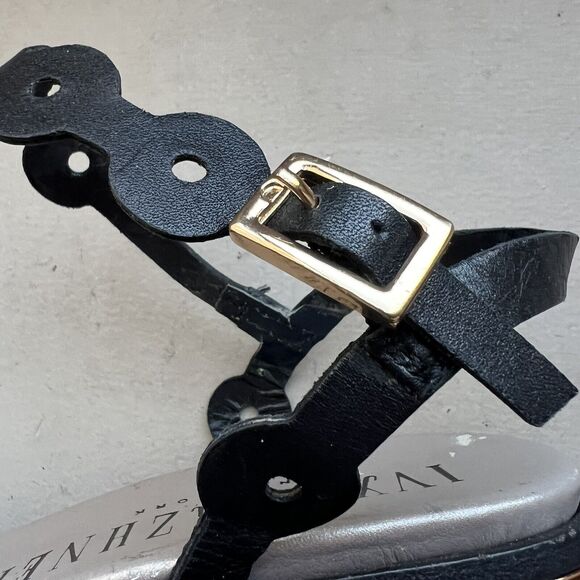 Ivy Kirzhner NY Lala Black Leather w/ Rose Gold Block Heel Sandal 38.5 US 8 - 8. - Picture 8 of 16
